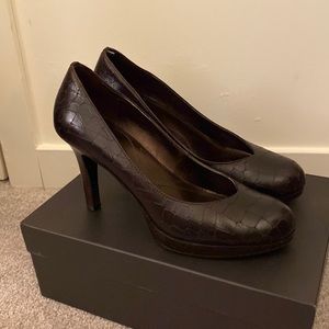 Tahari leather platform heels